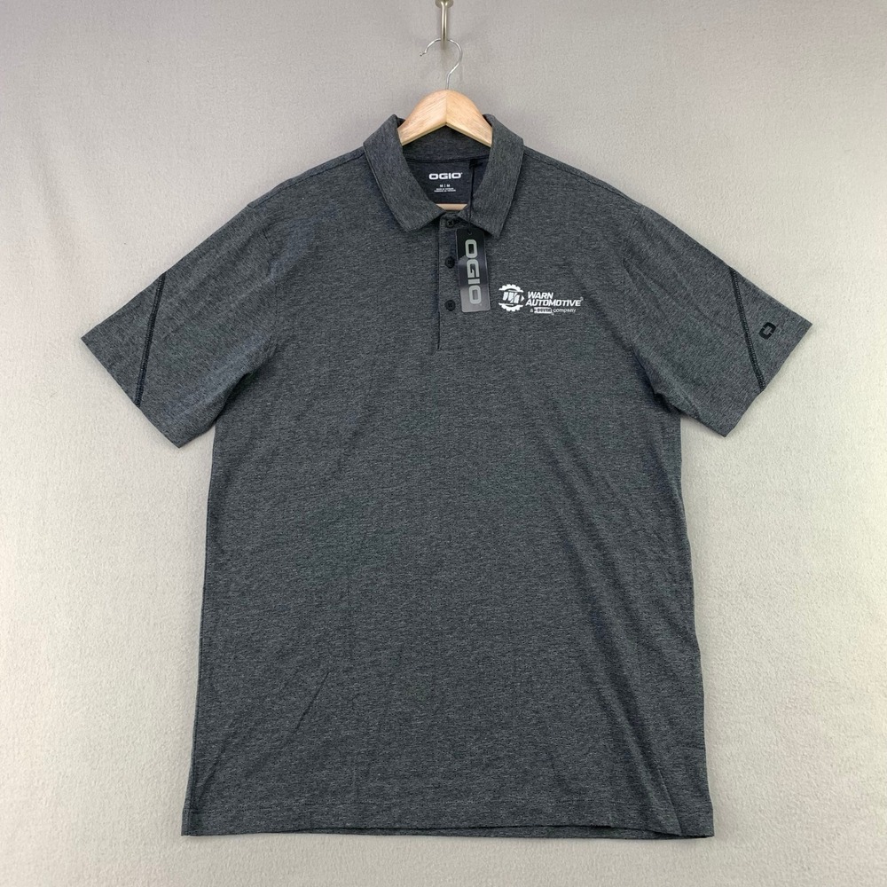 OGIO Polo Shirt Mens Medium Gray Performance Short Sleeve Logo Shirt Workwear